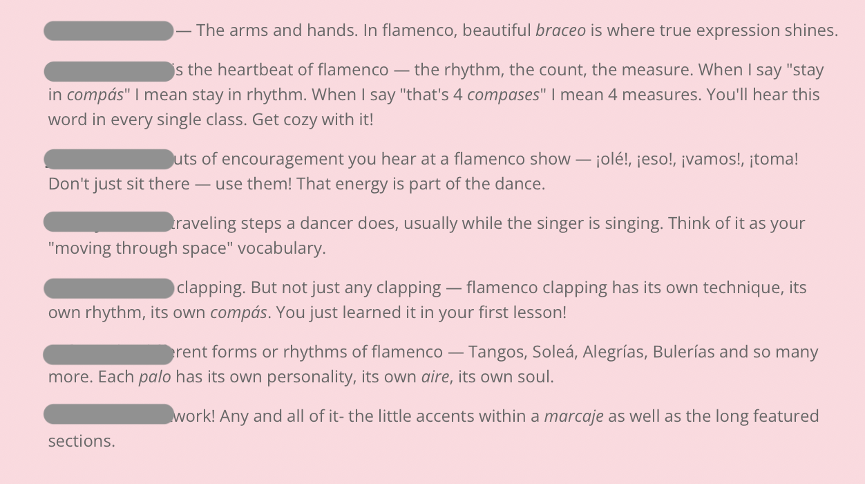 flamenco essentials vocabulary